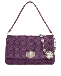 Crystal Matelasse Clutch, Leather, Purple, 194, DB/S, 2*